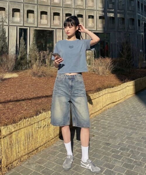 ANEWBROS（アニュブロス）の「アレンウォッシングバミューダデニムショーツパンツ3カラー[ANSD_6001]（その他パンツ・レディース・イエロー×ブラック/グレー/イエロー× ブルー・SMALL/MEDIUM/LARGE/X-LARGE/2XL）」の8枚目の写真