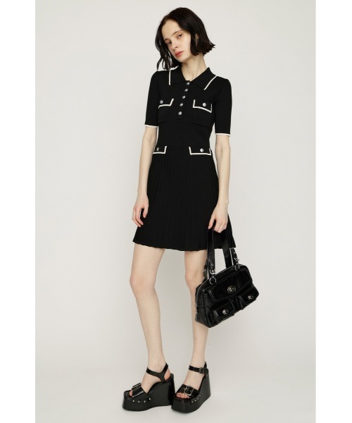 SLY(スライ)の「COLLARED FRONT PK S/OP カラードフロントポケットショートワンピース 夏服(ワンピース・レディース・ネイビー/ベージュ/ブラック・2/1)」の4枚目の写真