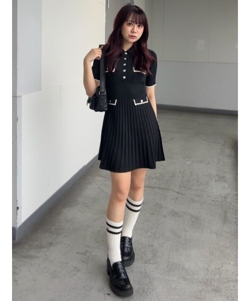 SLY(スライ)の「COLLARED FRONT PK S/OP カラードフロントポケットショートワンピース 夏服(ワンピース・レディース・ネイビー/ベージュ/ブラック・2/1)」の19枚目の写真