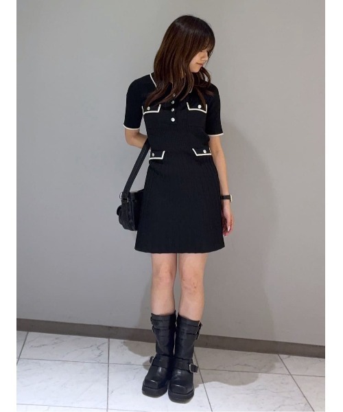 SLY(スライ)の「COLLARED FRONT PK S/OP カラードフロントポケットショートワンピース 夏服(ワンピース・レディース・ネイビー/ベージュ/ブラック・2/1)」の21枚目の写真