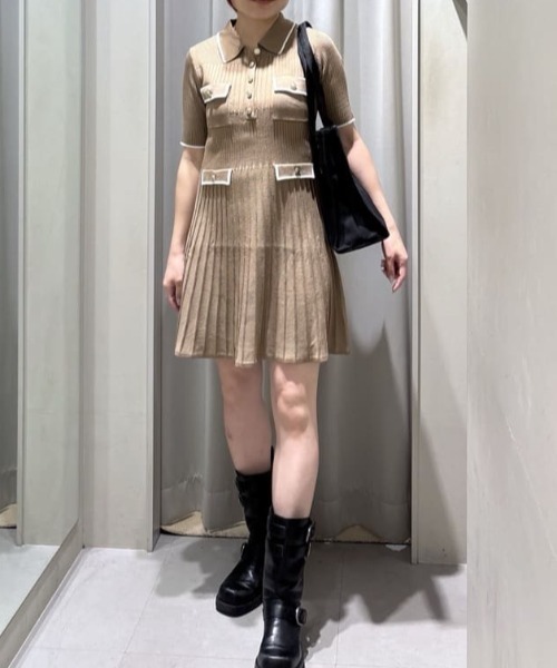 SLY(スライ)の「COLLARED FRONT PK S/OP カラードフロントポケットショートワンピース 夏服(ワンピース・レディース・ネイビー/ベージュ/ブラック・2/1)」の22枚目の写真
