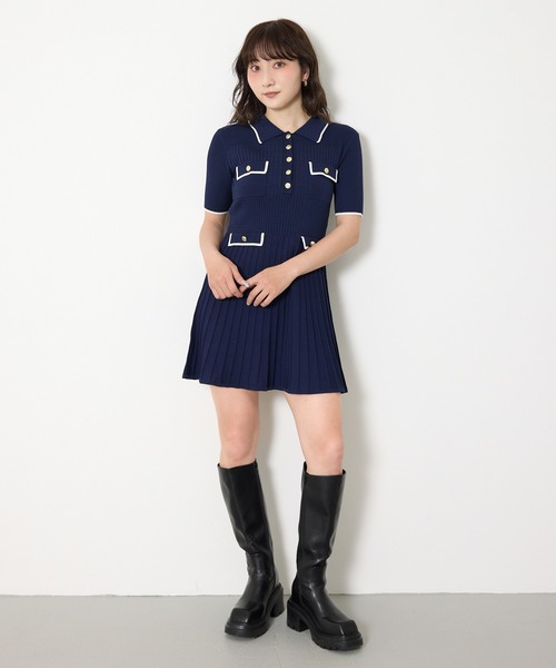SLY(スライ)の「COLLARED FRONT PK S/OP カラードフロントポケットショートワンピース 夏服(ワンピース・レディース・ネイビー/ベージュ/ブラック・2/1)」の18枚目の写真