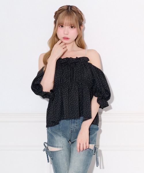 apres jour（アプレジュール）の「オフショルドットペプラムブラウス（シャツ/ブラウス・レディース・ホワイト系その他/ピンク系その他/ブラック系その他・X-LARGE/フリー）」の17枚目の写真