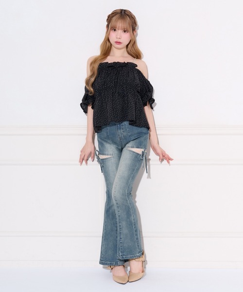 apres jour（アプレジュール）の「オフショルドットペプラムブラウス（シャツ/ブラウス・レディース・ホワイト系その他/ピンク系その他/ブラック系その他・X-LARGE/フリー）」の19枚目の写真