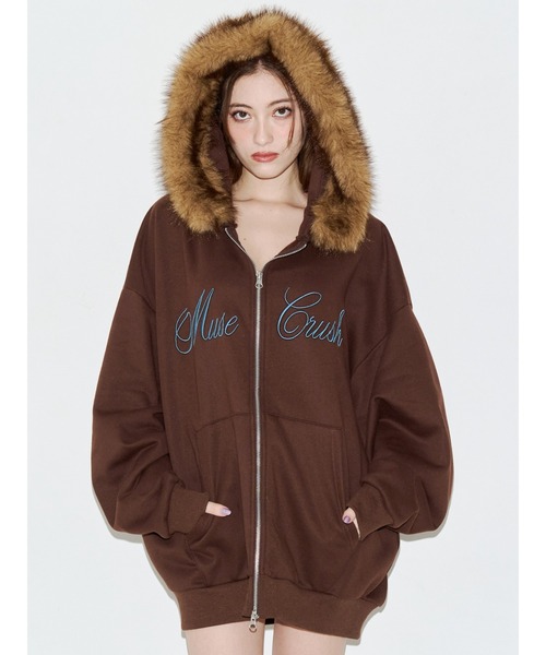 EVRIS(エヴリス)の「オーバーサイズ ZIP UPフーディー 秋服(パーカー・レディース・レッド/ブラック/グレー/ブラウン・FREE)」の4枚目の写真