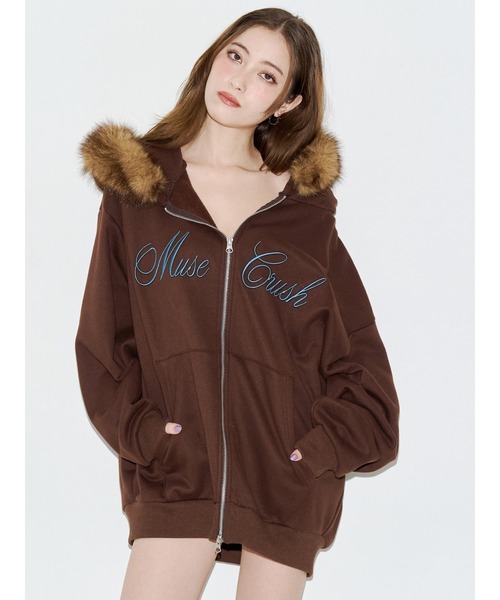 EVRIS(エヴリス)の「オーバーサイズ ZIP UPフーディー 秋服(パーカー・レディース・レッド/ブラック/グレー/ブラウン・FREE)」の5枚目の写真