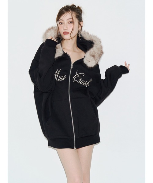 EVRIS(エヴリス)の「オーバーサイズ ZIP UPフーディー 秋服(パーカー・レディース・レッド/ブラック/グレー/ブラウン・FREE)」の7枚目の写真