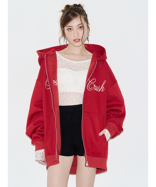 EVRIS(エヴリス)の「オーバーサイズ ZIP UPフーディー 秋服(パーカー・レディース・レッド/ブラック/グレー/ブラウン・FREE)」の16枚目の写真