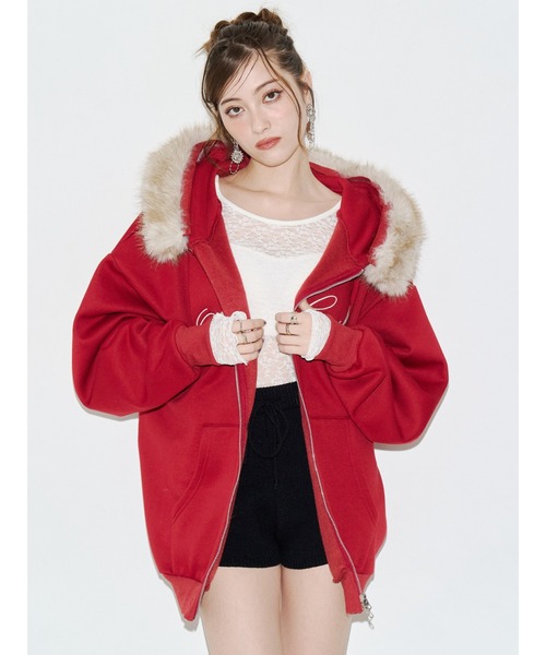 EVRIS(エヴリス)の「オーバーサイズ ZIP UPフーディー 秋服(パーカー・レディース・レッド/ブラック/グレー/ブラウン・FREE)」の12枚目の写真