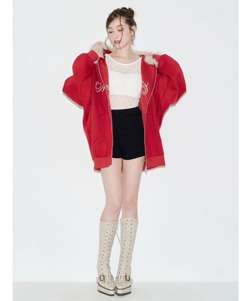 EVRIS(エヴリス)の「オーバーサイズ ZIP UPフーディー 秋服(パーカー・レディース・レッド/ブラック/グレー/ブラウン・FREE)」の14枚目の写真