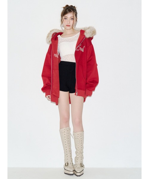 EVRIS(エヴリス)の「オーバーサイズ ZIP UPフーディー 秋服(パーカー・レディース・レッド/ブラック/グレー/ブラウン・FREE)」の15枚目の写真