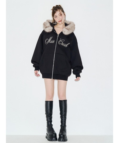 EVRIS(エヴリス)の「オーバーサイズ ZIP UPフーディー 秋服(パーカー・レディース・レッド/ブラック/グレー/ブラウン・FREE)」の11枚目の写真