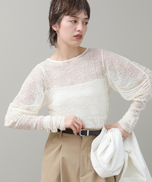 The rejoice(ザ リジョイス)の「ボリュームスリーブレースカットソー(Tシャツ/カットソー・レディース・アイボリー/ブラック・FREE)」の7枚目の写真