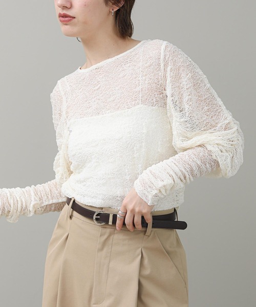 The rejoice(ザ リジョイス)の「ボリュームスリーブレースカットソー(Tシャツ/カットソー・レディース・アイボリー/ブラック・FREE)」の9枚目の写真