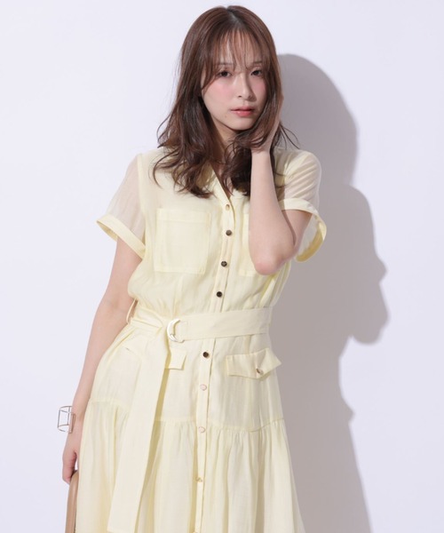 Mystrada（マイストラーダ）の「ポケットシアー半袖シャツワンピース（ワンピース・レディース・ネイビー/ライトイエロー/ライトパープル・36/38）」の8枚目の写真