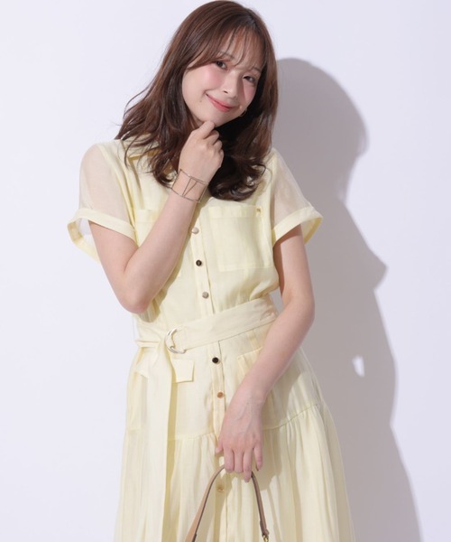 Mystrada（マイストラーダ）の「ポケットシアー半袖シャツワンピース（ワンピース・レディース・ネイビー/ライトイエロー/ライトパープル・36/38）」の7枚目の写真
