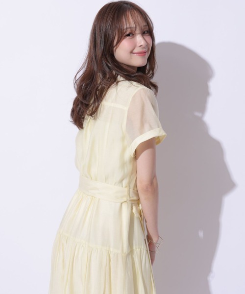 Mystrada（マイストラーダ）の「ポケットシアー半袖シャツワンピース（ワンピース・レディース・ネイビー/ライトイエロー/ライトパープル・36/38）」の6枚目の写真