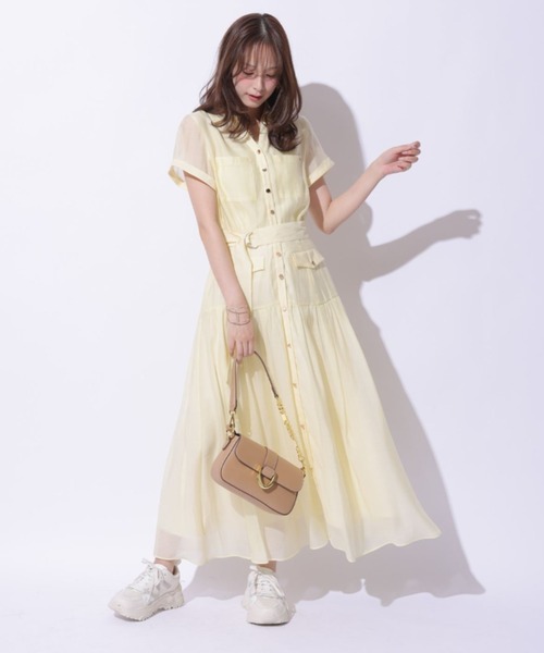 Mystrada（マイストラーダ）の「ポケットシアー半袖シャツワンピース（ワンピース・レディース・ネイビー/ライトイエロー/ライトパープル・36/38）」の11枚目の写真
