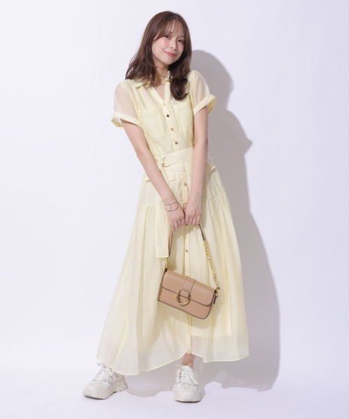 Mystrada（マイストラーダ）の「ポケットシアー半袖シャツワンピース（ワンピース・レディース・ネイビー/ライトイエロー/ライトパープル・36/38）」の10枚目の写真