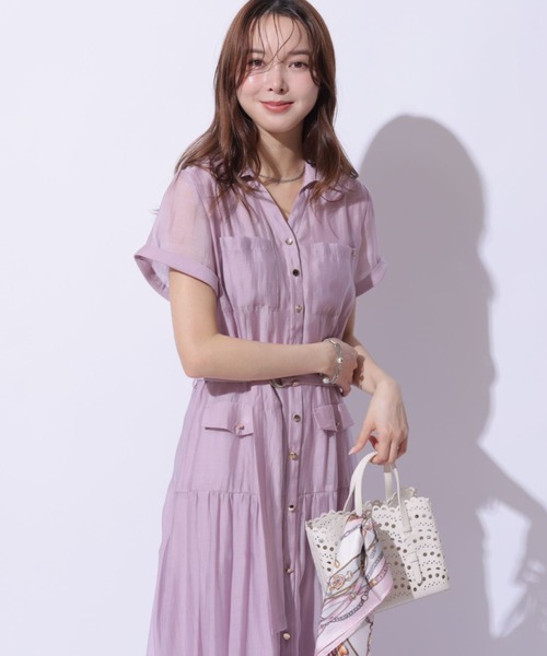 Mystrada（マイストラーダ）の「ポケットシアー半袖シャツワンピース（ワンピース・レディース・ネイビー/ライトイエロー/ライトパープル・36/38）」の22枚目の写真