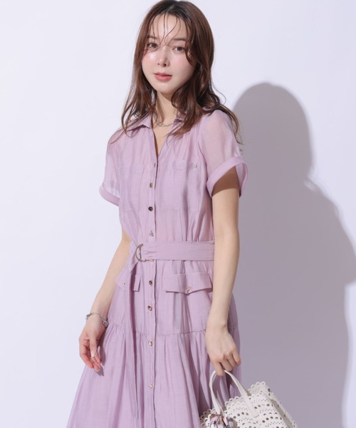 Mystrada（マイストラーダ）の「ポケットシアー半袖シャツワンピース（ワンピース・レディース・ネイビー/ライトイエロー/ライトパープル・36/38）」の20枚目の写真