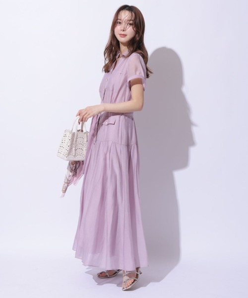 Mystrada（マイストラーダ）の「ポケットシアー半袖シャツワンピース（ワンピース・レディース・ネイビー/ライトイエロー/ライトパープル・36/38）」の4枚目の写真