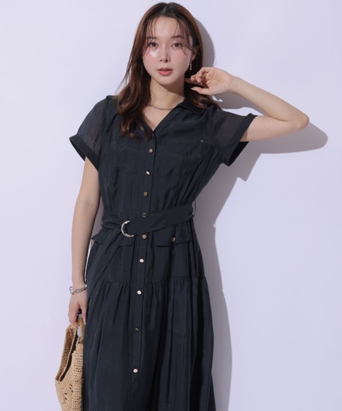 Mystrada（マイストラーダ）の「ポケットシアー半袖シャツワンピース（ワンピース・レディース・ネイビー/ライトイエロー/ライトパープル・36/38）」の12枚目の写真
