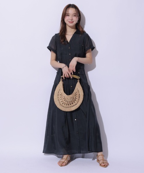 Mystrada（マイストラーダ）の「ポケットシアー半袖シャツワンピース（ワンピース・レディース・ネイビー/ライトイエロー/ライトパープル・36/38）」の16枚目の写真