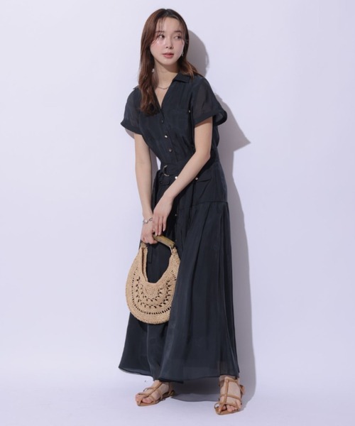 Mystrada（マイストラーダ）の「ポケットシアー半袖シャツワンピース（ワンピース・レディース・ネイビー/ライトイエロー/ライトパープル・36/38）」の15枚目の写真