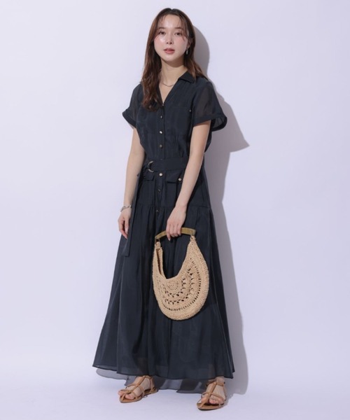 Mystrada（マイストラーダ）の「ポケットシアー半袖シャツワンピース（ワンピース・レディース・ネイビー/ライトイエロー/ライトパープル・36/38）」の14枚目の写真