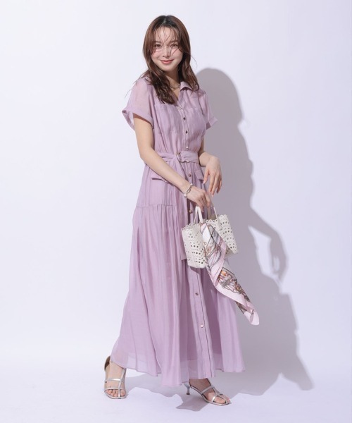 Mystrada（マイストラーダ）の「ポケットシアー半袖シャツワンピース（ワンピース・レディース・ネイビー/ライトイエロー/ライトパープル・36/38）」の5枚目の写真