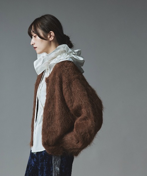 W:Huku（フーク）の「モヘア シャギー ニット カーディガン / Mohair Shaggy Knit Cardigan（カーディガン/ボレロ・レディース・ベージュ系その他/チャコール/ブラック/ブラウン・FREE）」の12枚目の写真