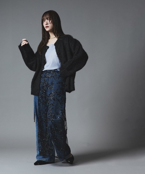 W:Huku（フーク）の「モヘア シャギー ニット カーディガン / Mohair Shaggy Knit Cardigan（カーディガン/ボレロ・レディース・ベージュ系その他/チャコール/ブラック/ブラウン・FREE）」の16枚目の写真