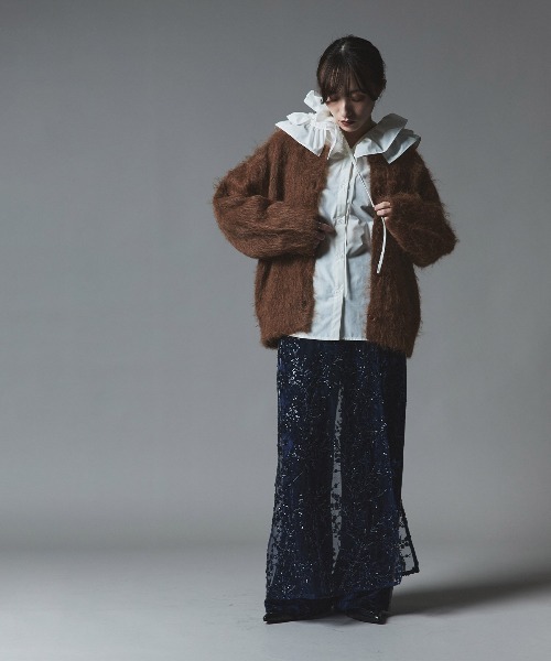W:Huku（フーク）の「モヘア シャギー ニット カーディガン / Mohair Shaggy Knit Cardigan（カーディガン/ボレロ・レディース・ベージュ系その他/チャコール/ブラック/ブラウン・FREE）」の17枚目の写真