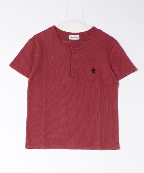 SPINNS(スピンズ)の「短丈ヘンリーネックサーマル半袖Tシャツ/ワンポイントロゴ刺繍(Tシャツ/カットソー・メンズ・ワイン/ブラック/ホワイト・ONESIZE)」の12枚目の写真