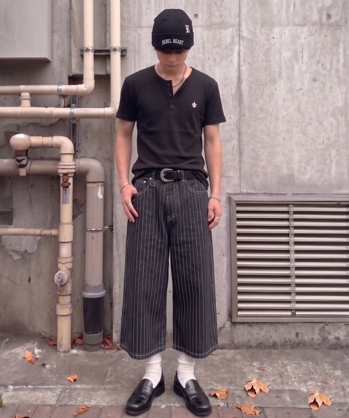 SPINNS(スピンズ)の「短丈ヘンリーネックサーマル半袖Tシャツ/ワンポイントロゴ刺繍(Tシャツ/カットソー・メンズ・ワイン/ブラック/ホワイト・ONESIZE)」の16枚目の写真