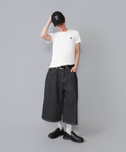 SPINNS(スピンズ)の「短丈ヘンリーネックサーマル半袖Tシャツ/ワンポイントロゴ刺繍(Tシャツ/カットソー・メンズ・ワイン/ブラック/ホワイト・ONESIZE)」の19枚目の写真