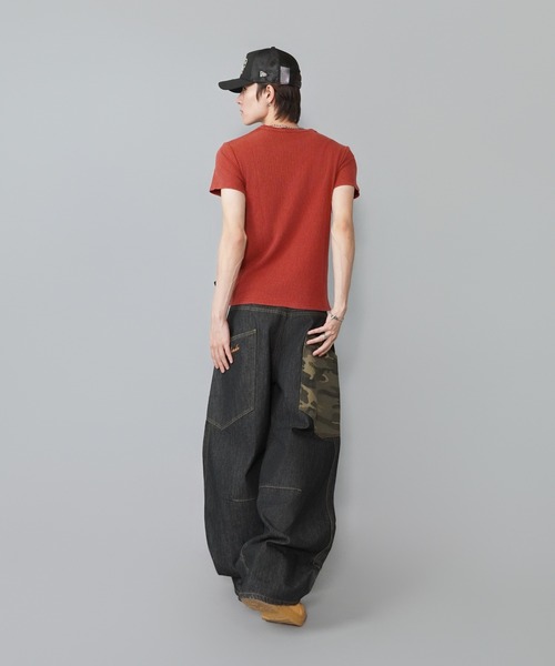 SPINNS(スピンズ)の「短丈ヘンリーネックサーマル半袖Tシャツ/ワンポイントロゴ刺繍(Tシャツ/カットソー・メンズ・ワイン/ブラック/ホワイト・ONESIZE)」の15枚目の写真