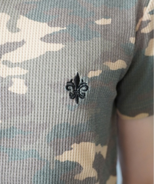 SPINNS(スピンズ)の「短丈ヘンリーネックサーマル半袖Tシャツ/ワンポイントロゴ刺繍(Tシャツ/カットソー・メンズ・ワイン/ブラック/ホワイト/カモフラージュ・ONESIZE)」の11枚目の写真