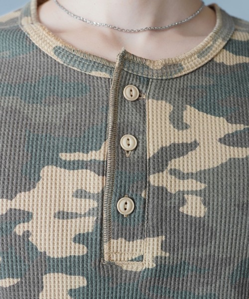 SPINNS(スピンズ)の「短丈ヘンリーネックサーマル半袖Tシャツ/ワンポイントロゴ刺繍(Tシャツ/カットソー・メンズ・ワイン/ブラック/ホワイト/カモフラージュ・ONESIZE)」の12枚目の写真