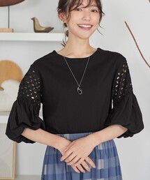 袖レースカットソープルオーバー