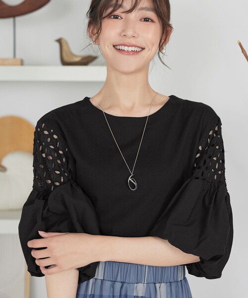 Tiaclasse(ティアクラッセ)の「袖レースカットソープルオーバー(Tシャツ/カットソー・レディース・ブラウン/ブラック/オフホワイト・M)」の16枚目の写真
