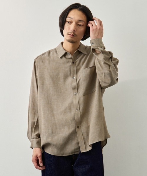 CITY TOKYO(シティトウキョウ)の「【CITY TOKYO】Twist linen オーバーシャツ(シャツ/ブラウス・メンズ・タン/ブラック・2/1)」の9枚目の写真