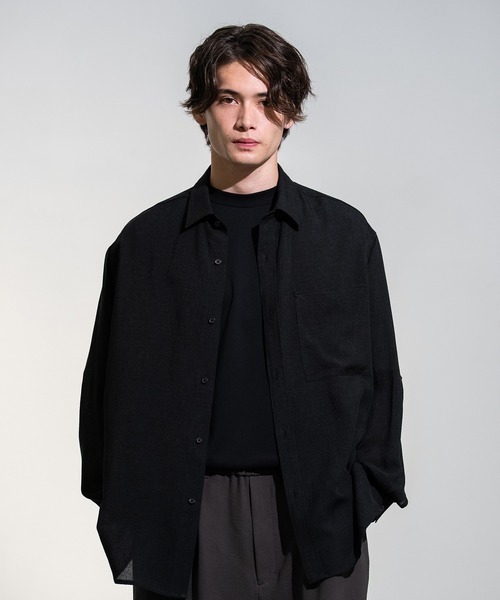 CITY TOKYO(シティトウキョウ)の「【CITY TOKYO】Twist linen オーバーシャツ(シャツ/ブラウス・メンズ・タン/ブラック・2/1)」の3枚目の写真