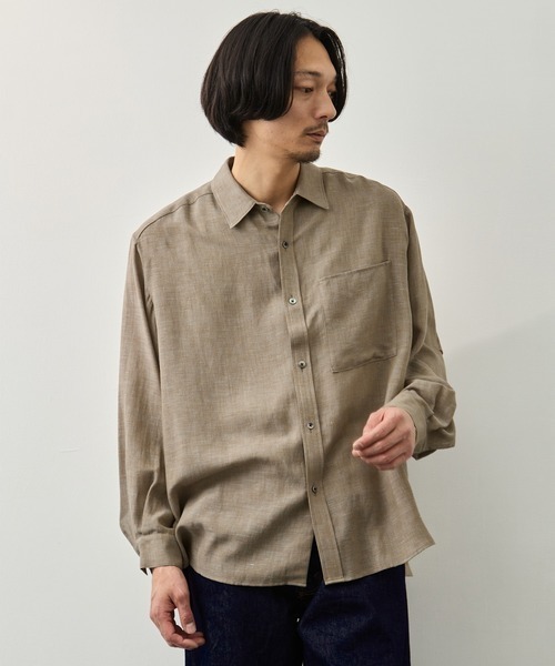 CITY TOKYO(シティトウキョウ)の「【CITY TOKYO】Twist linen オーバーシャツ(シャツ/ブラウス・メンズ・タン/ブラック・2/1)」の8枚目の写真
