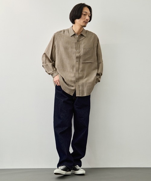 CITY TOKYO(シティトウキョウ)の「【CITY TOKYO】Twist linen オーバーシャツ(シャツ/ブラウス・メンズ・タン/ブラック・2/1)」の13枚目の写真