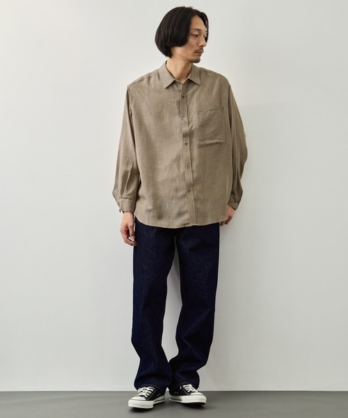 CITY TOKYO(シティトウキョウ)の「【CITY TOKYO】Twist linen オーバーシャツ(シャツ/ブラウス・メンズ・タン/ブラック・2/1)」の12枚目の写真