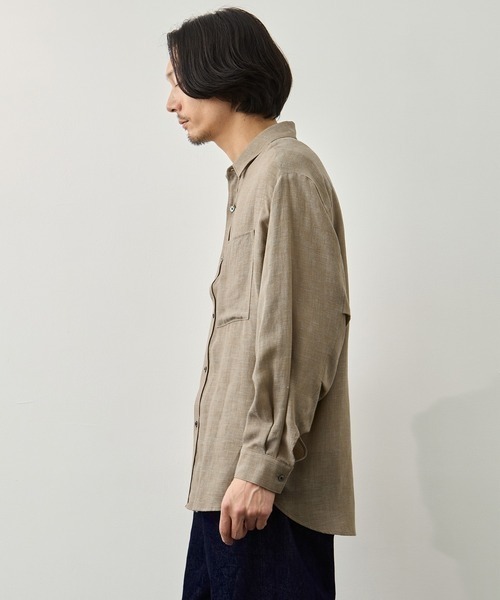 CITY TOKYO(シティトウキョウ)の「【CITY TOKYO】Twist linen オーバーシャツ(シャツ/ブラウス・メンズ・タン/ブラック・2/1)」の10枚目の写真