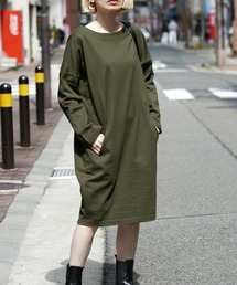 ほぼシミヘン加工 フレンチバスク ドロップショルダーコクーンワンピース［ボーダー＆無地］