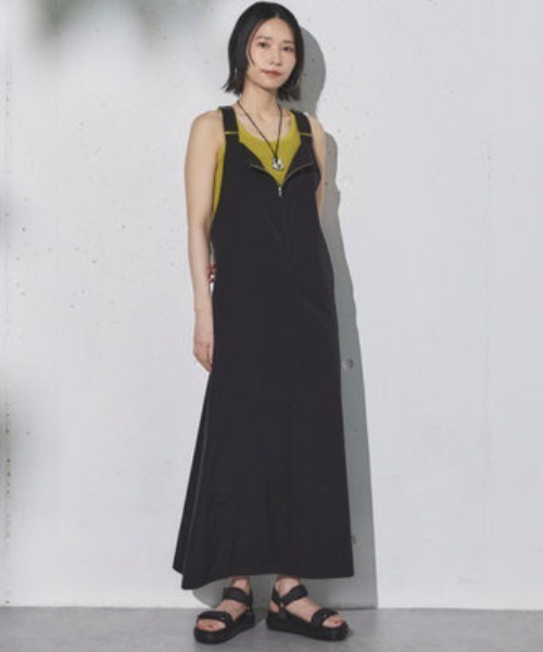 Doux archives(ドゥアルシーヴ)の「UV・接触冷感ウォッシャブルフロントZIPジャンスカ(ワンピース・レディース・カーキ/ブラック・38)」の20枚目の写真